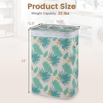 Dreamade 19 Gal Bamboo Laundry Hamper w/Removable Liner & Portable Handles