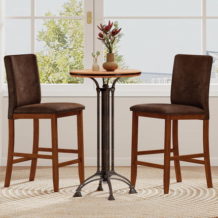 Dreamade 26" Bar Stools Set of 2/4 Upholstered Counter Height Bar Chairs with Solid Rubber Wood Legs