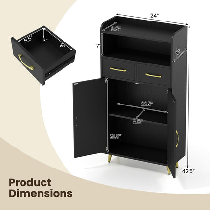 Dreamade Freestanding Bathroom Storage Cabinet with 2 Drawers and 2 Doors