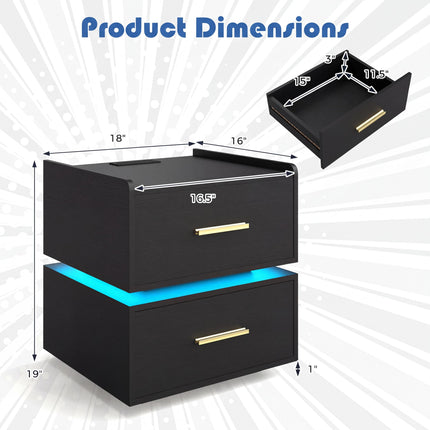 Dreamade LED Night Stand with Charging Station & 2 Storage Drawers (1/2)