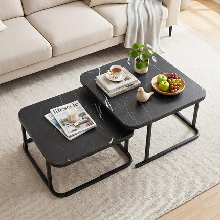 Dreamade Nesting Coffee Table Set of 2 with Metal Frame