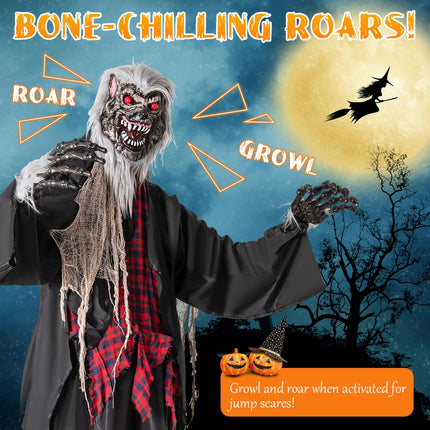 Dreamade 8.2 Ft Halloween Animatronics, Sound-Activated Werewolf with Light-up Eyes & Scary Sounds