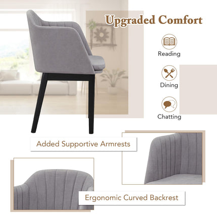 Dreamade Modern Dining Chairs, Upholstered Velvet Accent Chairs w/Curved Backrests & Rubber Wood Legs