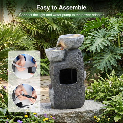 Dreamade 5-Tier Outdoor Water Fountain with Lights