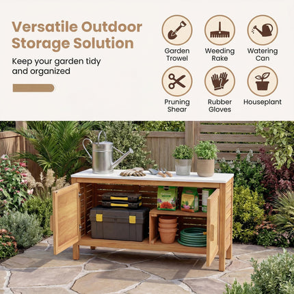 Dreamade Acacia Wood Outdoor Cabinet
