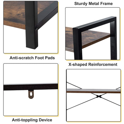 Dreamade 4-Tier Industrial Bookshelf, Vintage Bookcase with Metal Frame, Standing Shelf Unit