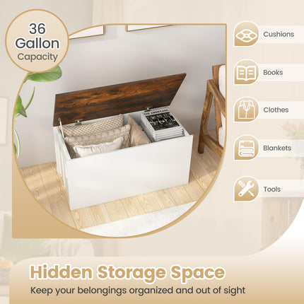 Dreamade Flip-top Storage Chest, Lift Top Storage Bench w/Pneumatic Rod & Safety Hinges