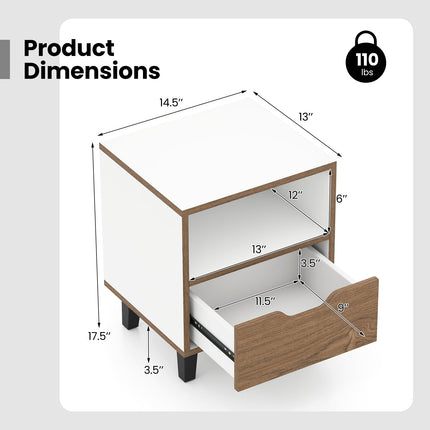 Dreamade Mid Century Modern Nightstand with Metal Legs