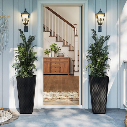 Dreamade Set of 2 Outdoor Wicker Flower Pot 30 Inch Tall Planters with Drainage System