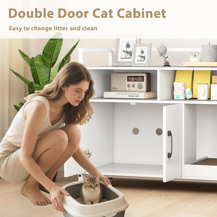 Dreamade Cat Litter Box Enclosure - Cat Washroom Hidden Furniture with Front Entry