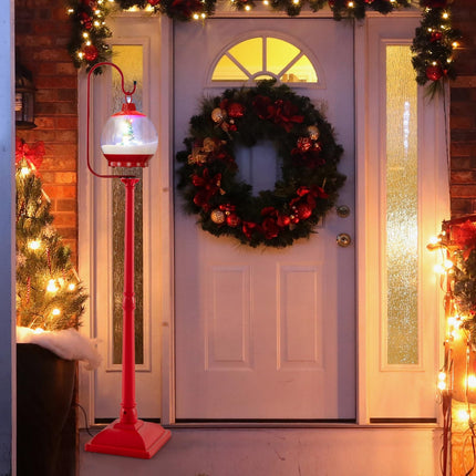Dreamade 68 Inch Musical Christmas Street Lamp, Festive Lamp Post w/Sound-Activated Snow Globe Lantern