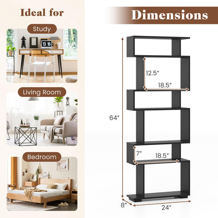 Dreamade S Shaped Bookcase with 2 Anti Tipping Kits