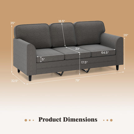 Dreamade 3 Seater Couch - 79” Mid Century Modern Upholstered Sofa with Armrests, Sturdy Legs