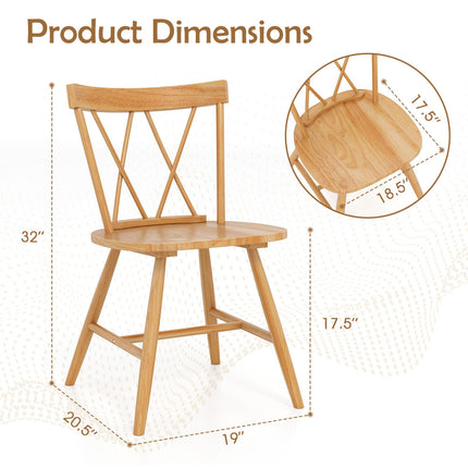 Dreamade Wooden Dining Chairs Set of 2/4, Farmhouse Windsor Kitchen Chairs w/Cross Back, Wide Seat