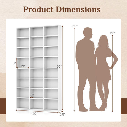 Dreamade 70" Tall 8-Tier Large Bookcase with 24 Open Cube & 18 Adjustable Display Storage Shelves