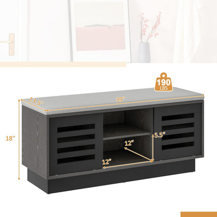 Dreamade Entryway Shoe Storage Bench - Shoe Rack w/Seat Cushion & 6 Storage Compartments