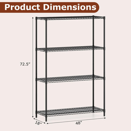 Dreamade 4-Tier Metal Storage Shelving Unit with V-Shaped Wire Rack