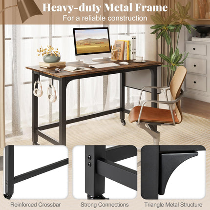Dreamade Conference Table, 48" Rectangular Mobile Meeting Room Desk with Removable Storage Bag & 2 Hanging Hooks