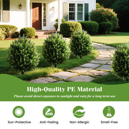 Dreamade 2 Pack Faux Cedar Bushes with Ground Spike Sun-Protective Fake Shrub Plants