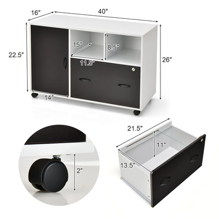 Dreamade Mobile File Cabinet on Wheels - Lateral Filing Cabinet w/Drawer