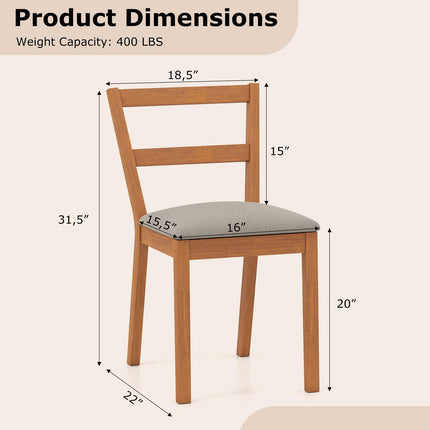 Dreamade Wooden Dining Chairs Set of 2/4 Farmhouse Upholstered Kitchen Chairs with Rubber Wood Legs & Fabric Padded Seat