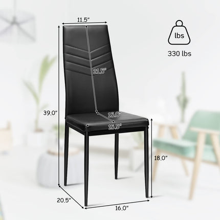 4 Dining Chairs, High Back Dining Side Chairs w/PVC Leather & Non-Slip Feet Pads