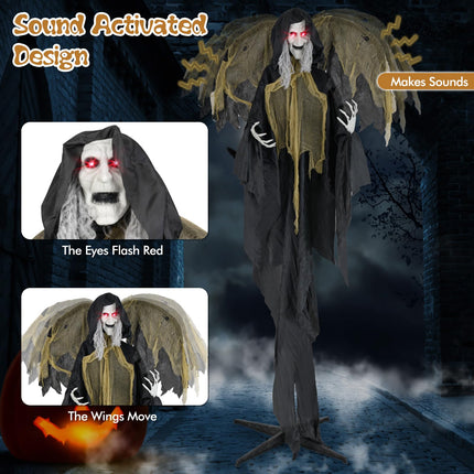 Dreamade 8.2 FT Halloween Standing Witch, Poseable Halloween Animatronic Prop with Light up Eyes