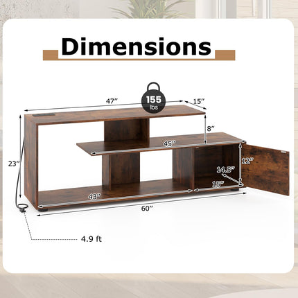 Dreamade TV Stand with Power Outlet for TVs up to 55 Inch, Entertainment Center with Storage Cabinet & Open Shelves
