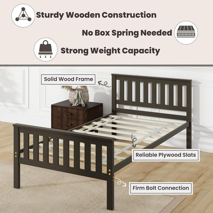 Dreamade Queen/Full/Twin Size Wood Bed Frames with Headboard, Mid Century Platform Bed with Wooden Slats Support