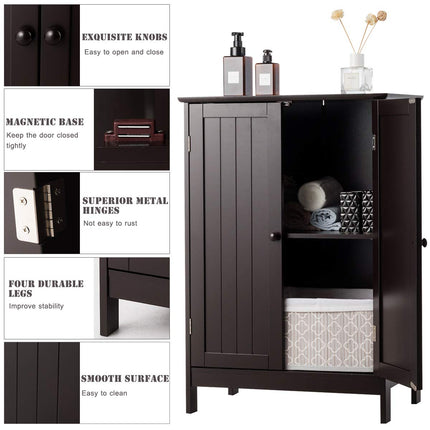 Dreamade Storage Cabinet with Doors and Shelves - Freestanding Storage Organizer with Anti-Tipping Device