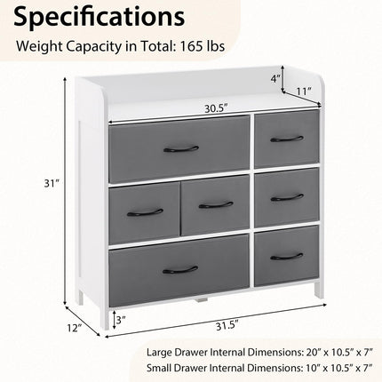 Dreamade Storage Cabinet with 7 Drawers & Open Shelf, Chest of Drawers, Console Table