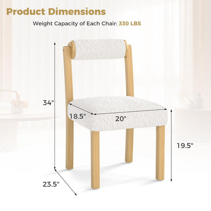 Dreamade Wooden Dining Chairs Set of 2/4, Faux Sherpa Upholstered Kitchen Dining Room Chairs w/Rubber Wood Frame