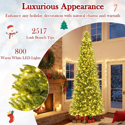 Dreamade 12 FT Tall Pre-Lit Hinged Xmas Tree with Quick Power Connector