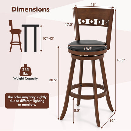 Dreamade Swivel Bar Stools, Counter Height Bar Chairs with Back
