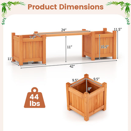 Dreamade Outdoor Bench with Raised Garden Beds (42"x11"x11.5")