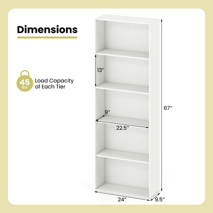 Dreamade 5-Tier Bookshelf Freestanding Bookcase with 5 Open Shelf