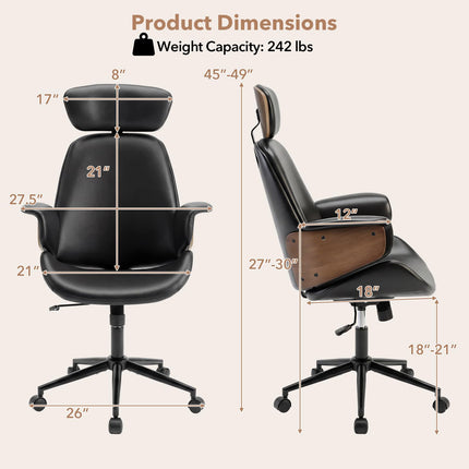 Dreamade Ergonomic High Back Faux Leather Executive Chair with Headrest