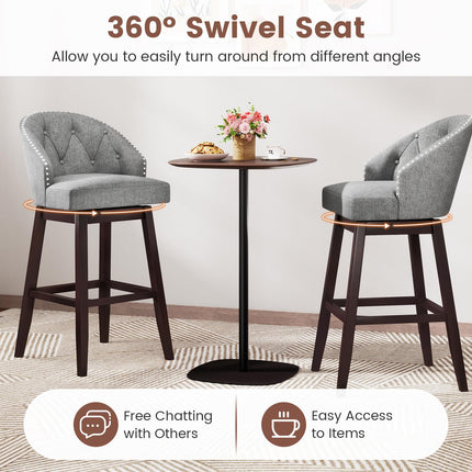 Dreamade Modern Upholstered Bar Stools Set of 2/4, 31" Bar Height Swivel Kitchen Stools w/Button-Tufted Back