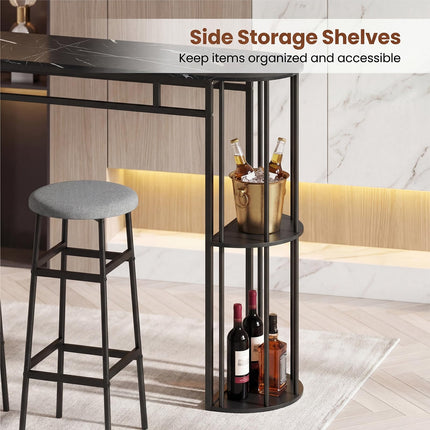 Dreamade 3 Pieces Bar Table Set for 2 with 2 Padded Stools
