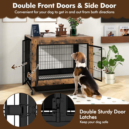 Dreamade Dog Crate Furniture with Wheels