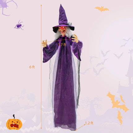 DREAMADE 6 FT Halloween Animatronic Hanging Sound Activated Witch