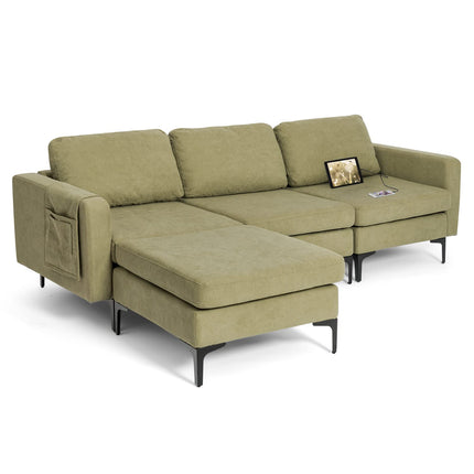 Dreamade 94.5" L Convertible Sofa Couch, 3 Seat Sectional Sleeper with USB Ports & Socket