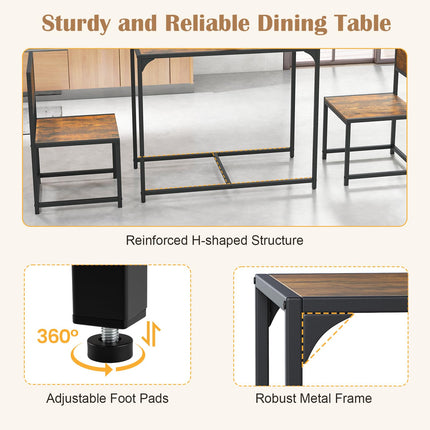 Dreamade 3-Piece Dining Table Set for 2 Small Industrial Kitchen Table with 2 Chairs