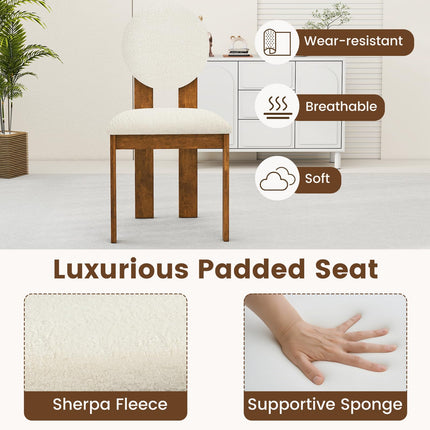 Dreamade Sherpa Dining Chairs Set of 2/4 Mid Century Modern Kitchen Chairs w/Rubber Wood Legs