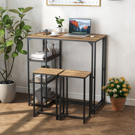 Dreamade 3-Piece Dining Table Set for 2 Bar-Height Kitchen Table with 2 Stools