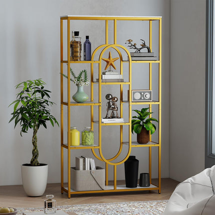 Dreamade 5-Tier Bookshelf 69" Tall Geometric Bookcase w/ 10 Open Shelves