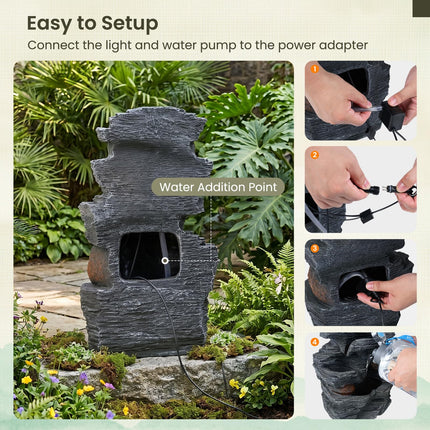 Dreamade 5-Tier Water Fountain Outdoor for Patio