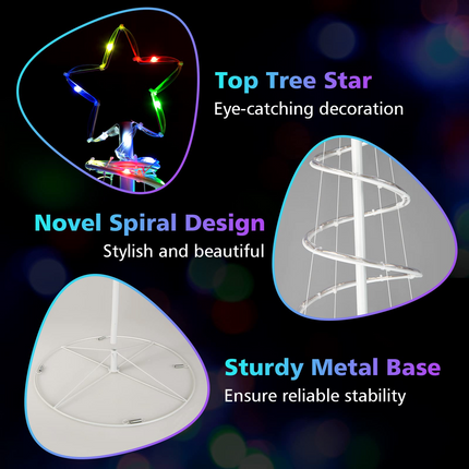 Dreamade 6 FT Spiral Christmas Tree, Outdoor Led Christmas Tree with 135 LED Lights - DreamadeUS