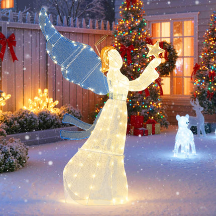 Dreamade 5 Ft Lighted Christmas Angel with Star Halo Spreading Wings