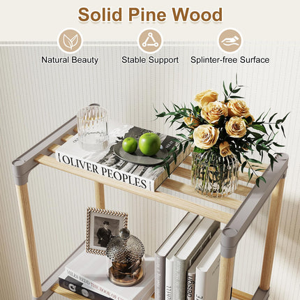 Dreamade 4-Tier Bookshelf | Pine Wood Bookcase with Open Shelves